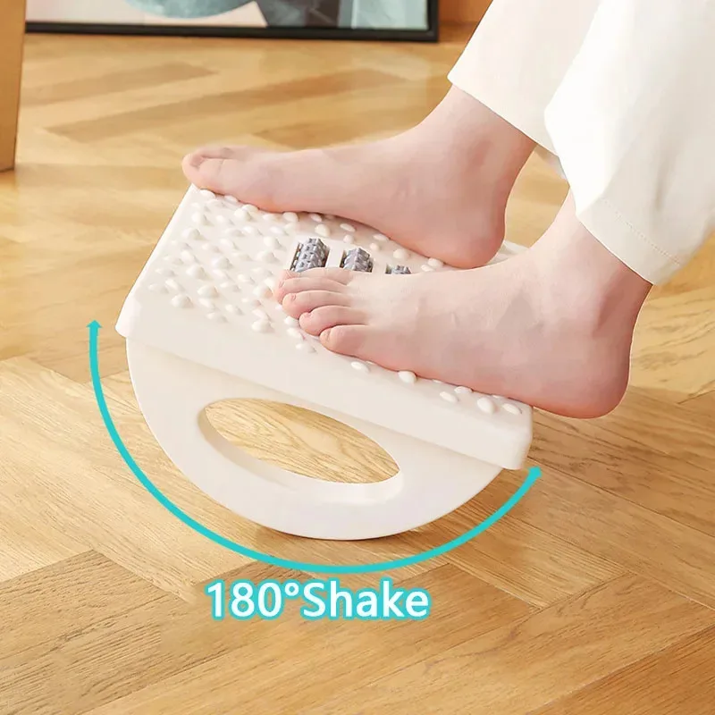 Ergonomic Foot Rest with Massage Rollers- Portable Under Desk Stool for Office & Home
