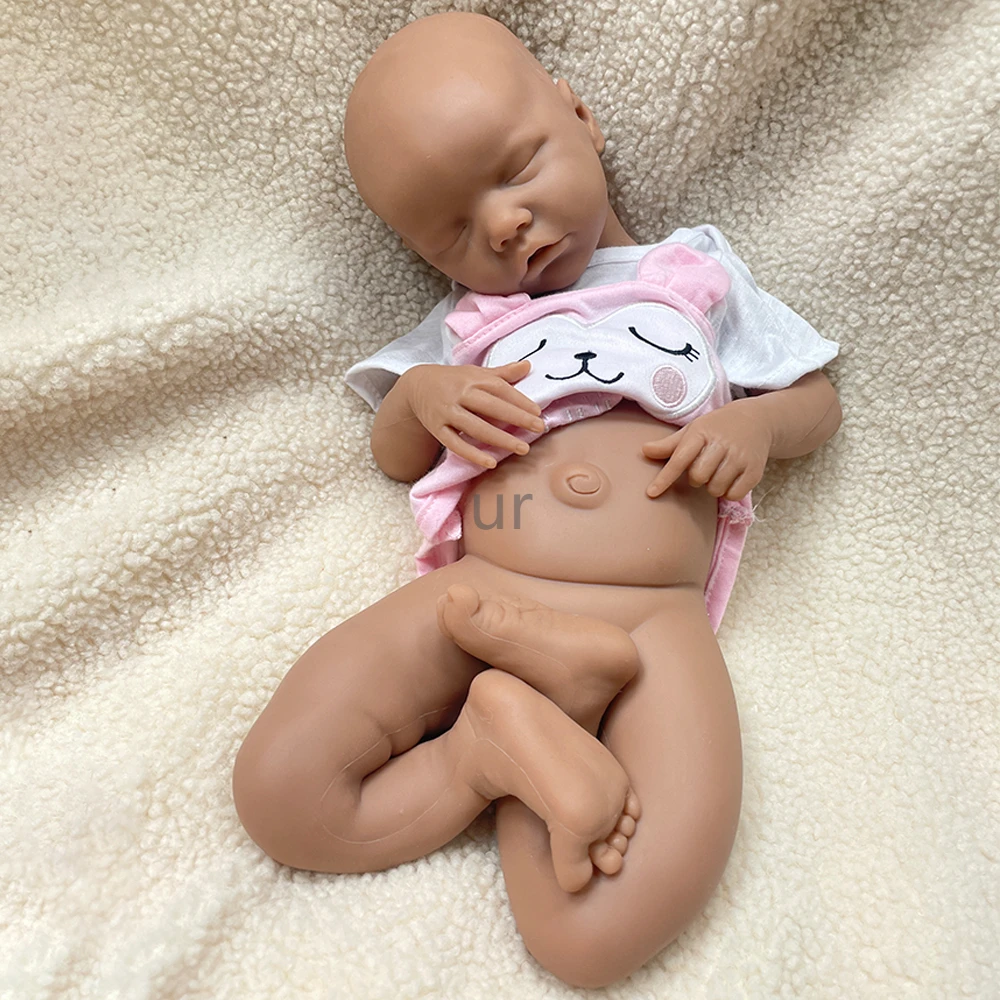 17" Soft Whole Body Silicone Reborn Doll Real Touch Washable Newborn African Baby Girl Xmas Gift Corpo De Silicone