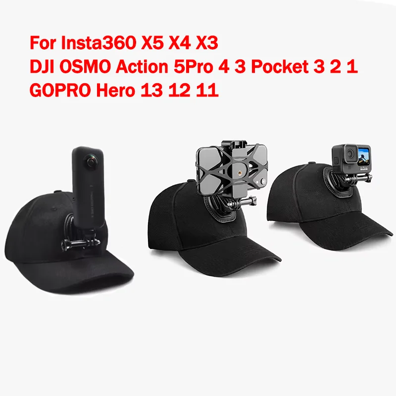 

Baseball Cap Hat with Mount for Insta360 X5/X4/X3/ACE/ACE PRO/ACE PRO2/DJI Action 5 pro/4/3/GoPro Hero 13 12 11 10 9