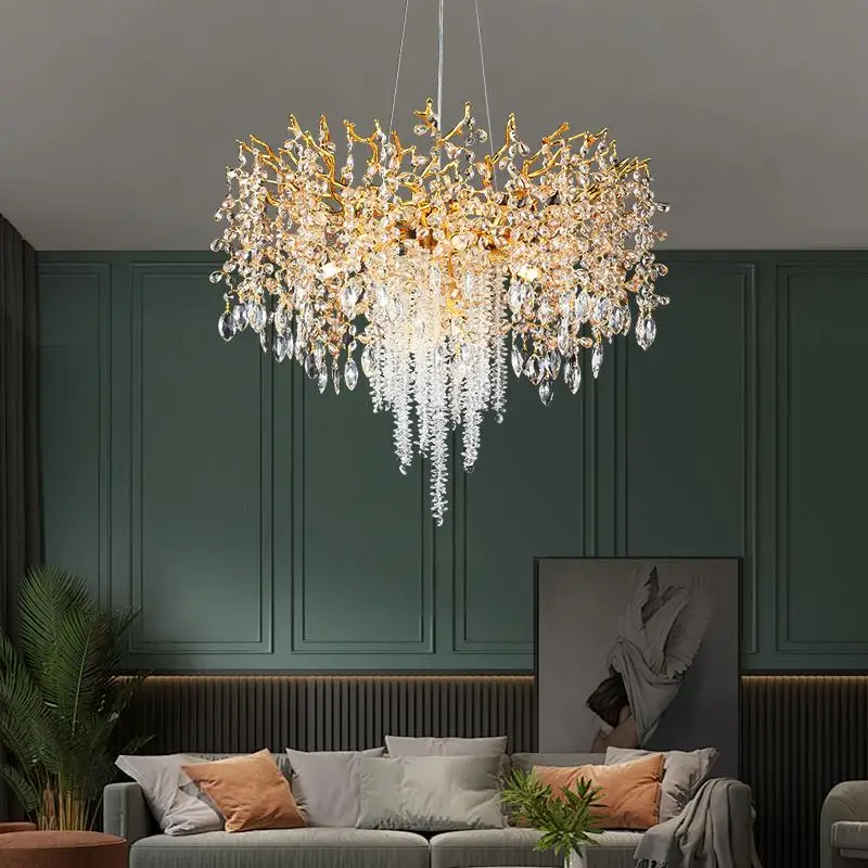 

Fashion luxury atmosphere villa branch art high-end hotel living room crystal chandelier