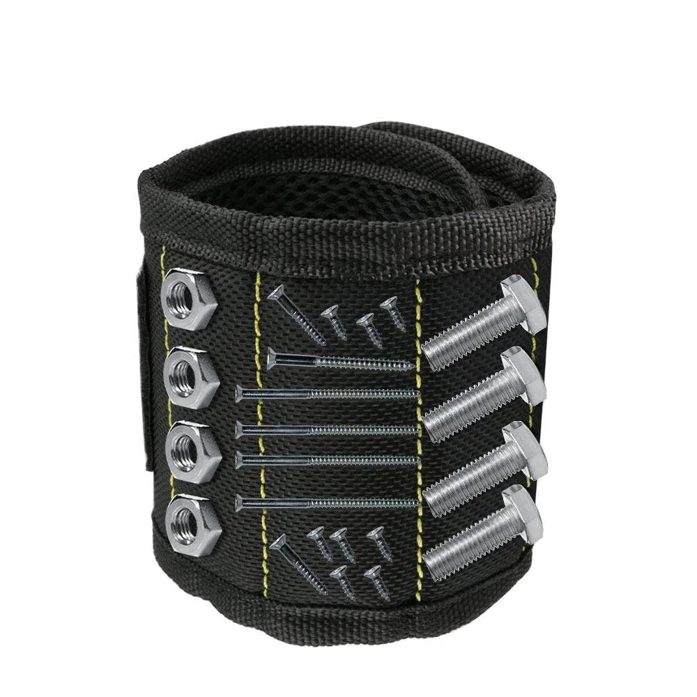 Magnetic  Wristband 3 Rows Strong  Magnets Adjustable  Magnetic Wrist Band  for Holding Screws,Nails,Drill Bits and Small Tools