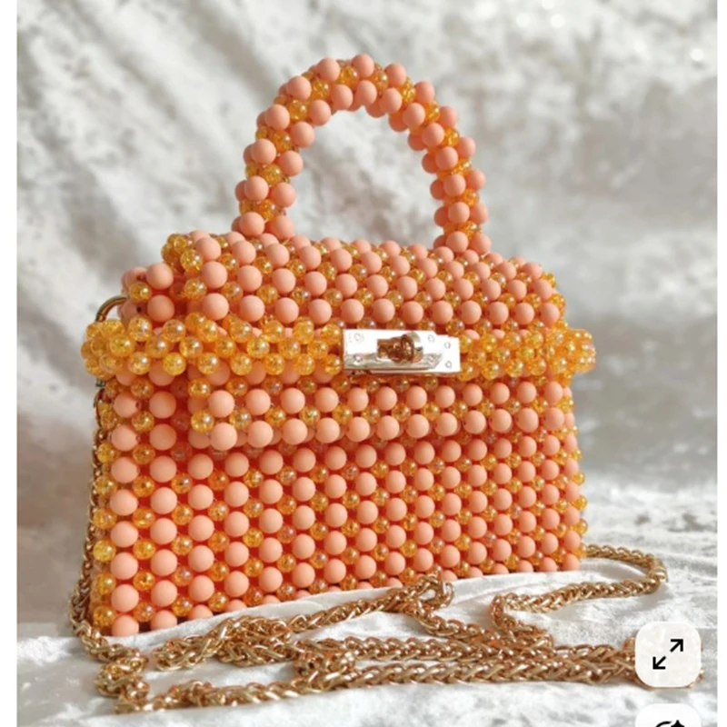 

Усовершенствованная модная женская маленькая квадратная сумка с пряжкой и бусинами, сумка через плечо ручной работы, сумка через плечо, сумка по индивидуальному заказу, банкетная вечеринка