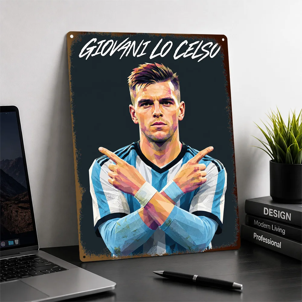 Giovani Lo Celso Football Textured Poster Personalized Aluminum Metal Sign Club Hero Design Wall Art Made For Loyal Supporters