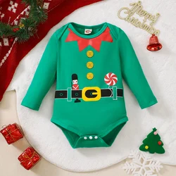 Baby Weihnachts kostüm grün Weihnachts druck Langarm Body geeignet für 0-18 Monate Baby Boy Urlaub Grundlagen Overall