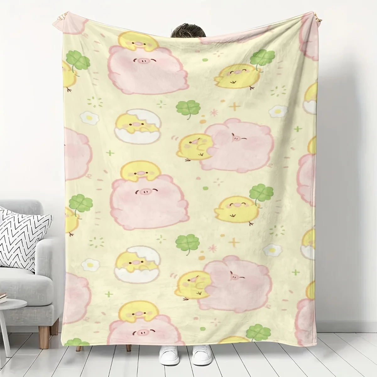 بطانية الخنزير الصغيرة والفرخ الفانيلا - سرير، أريكة، مكتب، سفر، هدية، ديكور، كرسي، مريح ودافئ، عيد الميلاد #1