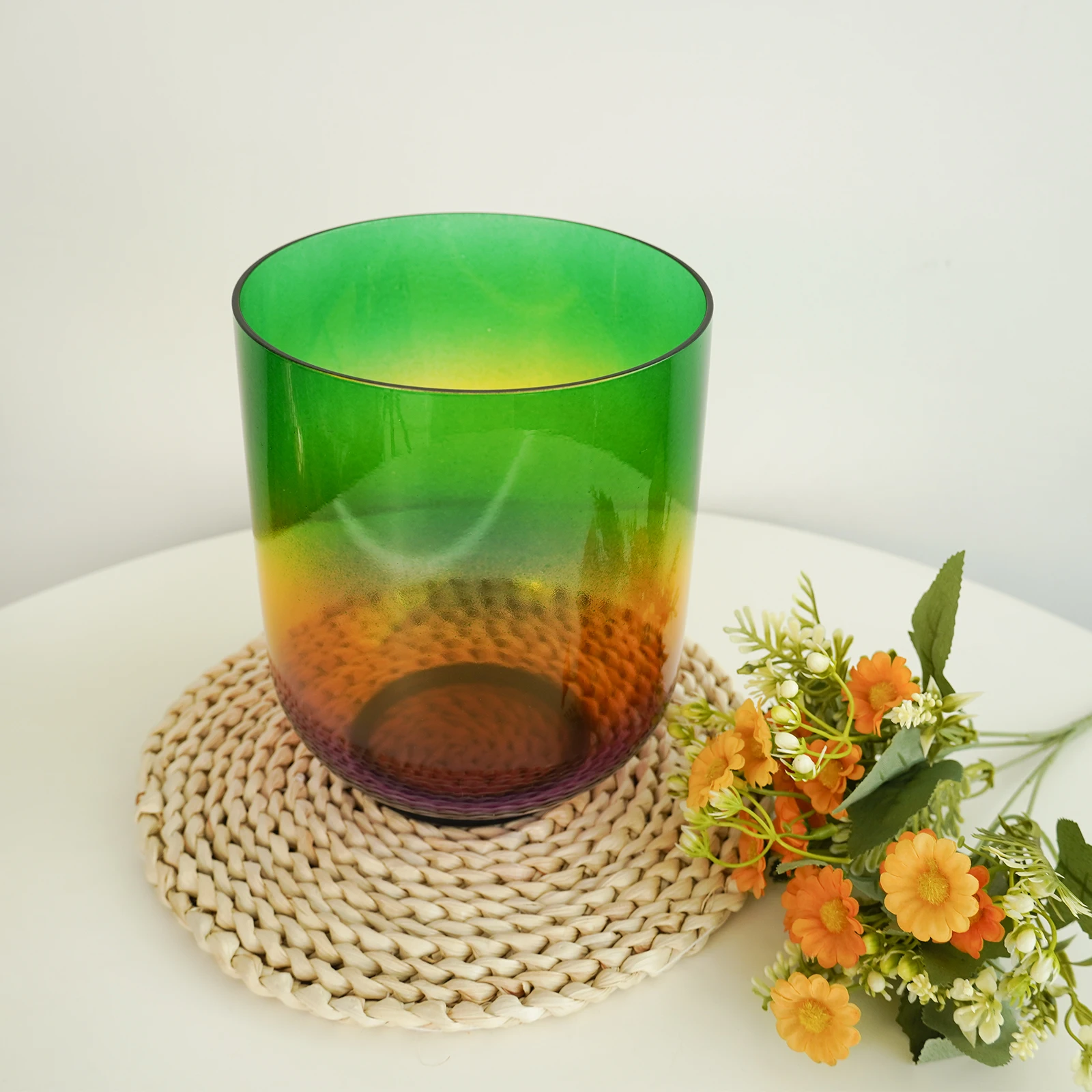 KVKA  6inch Rainbow Clear Crystal Singing Bowl for Sound Healing Meditation Yoga Sound Bath