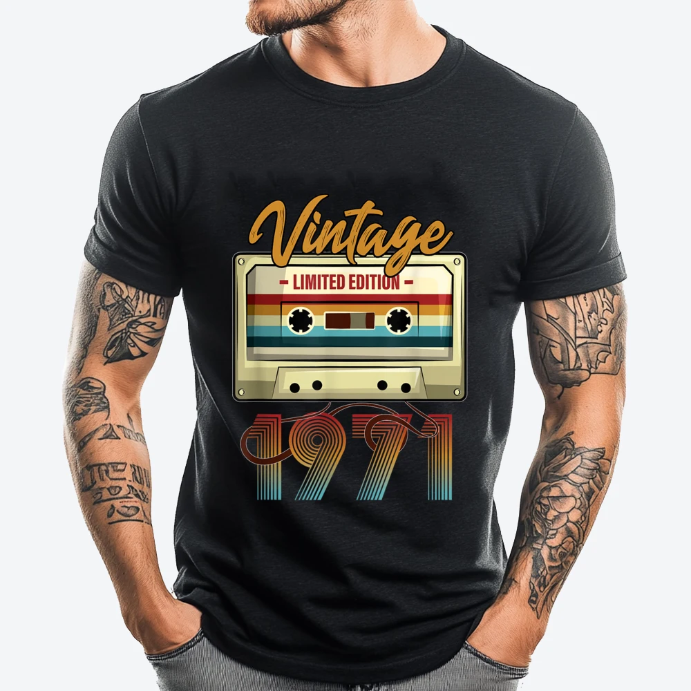 

Vintage 1971 53rd Birthday Cassette Tape For Women B Day 3d Printed T Shirts Mans Vintage Style Classic