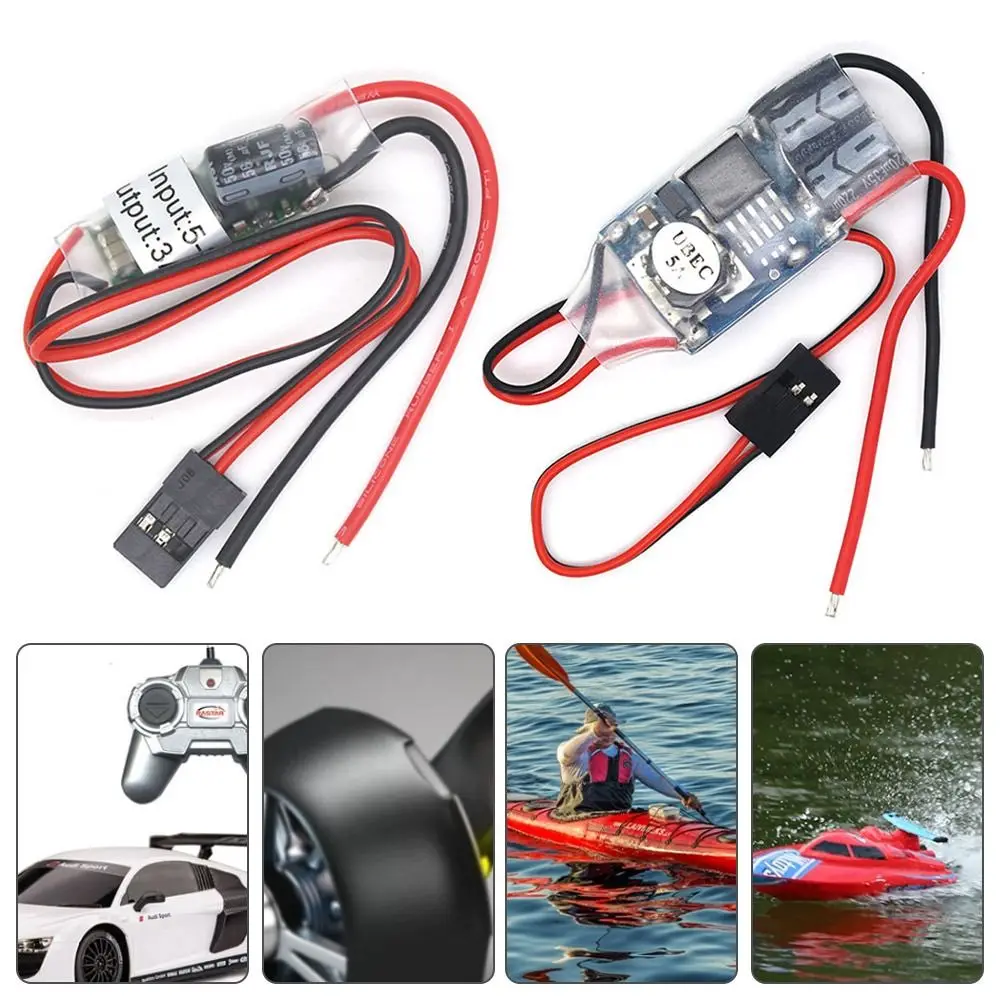 Piezas de control remoto, regulador de conmutación UBEC, ruido RF más bajo, módulo reductor 3A /5A /7A /15A, estabilizador de voltaje antiinterferencias de 5V, Dron RC