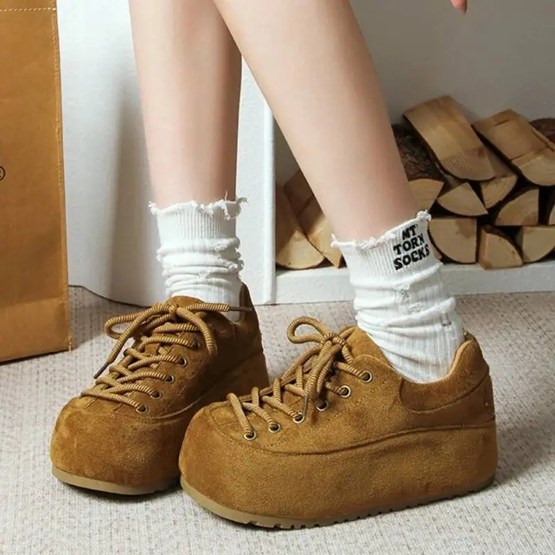 النساء أحذية منصة مسطحة الجلد المدبوغ الاتجاه أحذية رياضية الشتاء عادية جديدة المتسكعون أحذية رياضية غير رسمية المشي الدانتيل يصل Zapatos Mujer