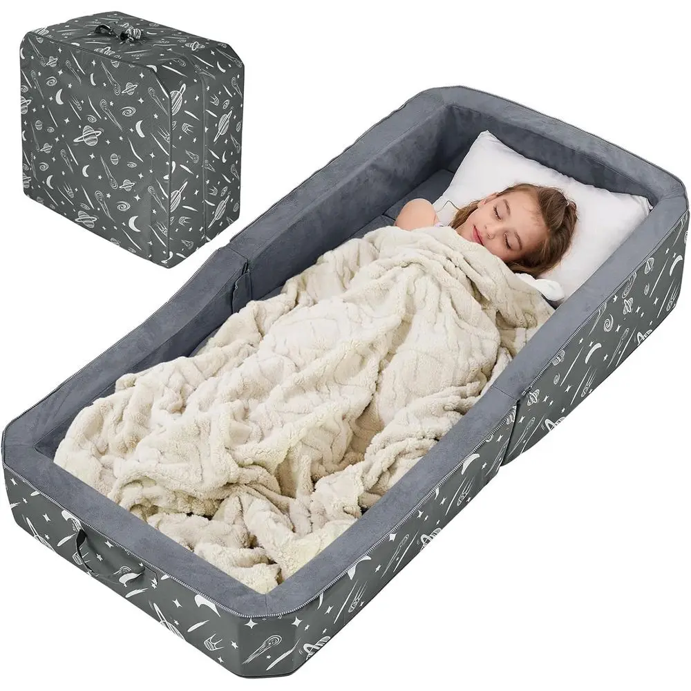 

Portable Toddler Bed for Ages 3-6, Ideal for Home, Play, Nap, and Travel with Washable Cover