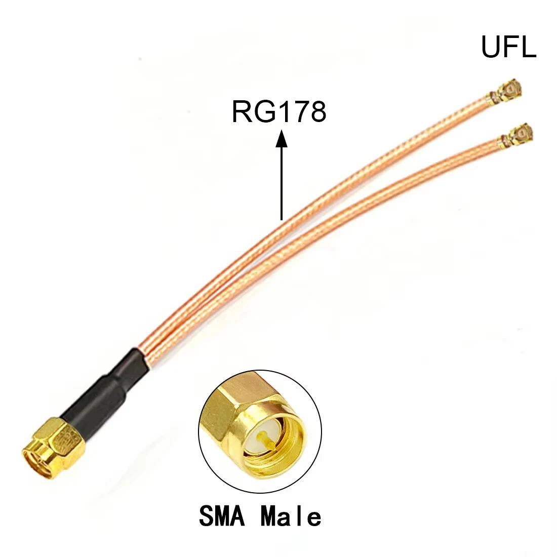 1PC SMA Male/ Female to 2x U.FL  3x UFL RG178 Pigtail Cable Adapter 15cm 20cm 30cm for Wireless Modem NEW Wholesale