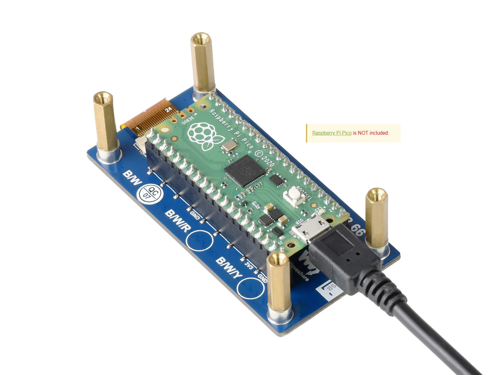 Waveshare 2,66 inch E-Paper E-Ink-displaymodule voor Raspberry Pi Pico 296*152 Zwart / Wit SPI