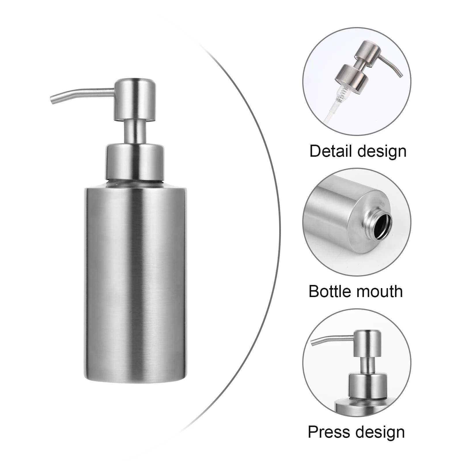 

Stainless Steel 304 Lotion Dispenser 250ml H Soap Storage Bottles Simple Press Design Practical Travel Household Use