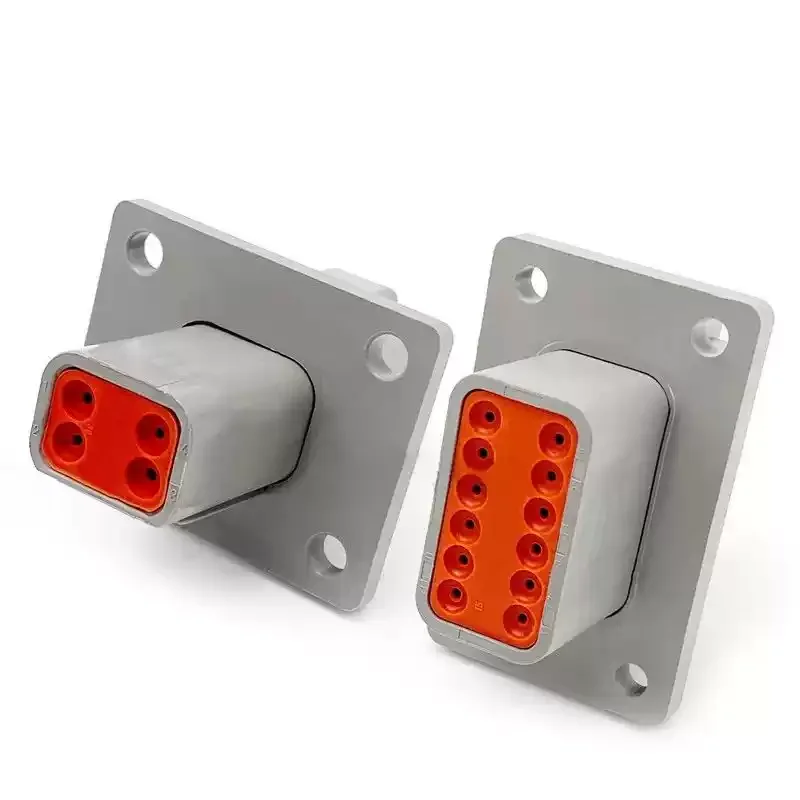 DT Flange Mount Connector Kit 2 3 4 6 8 12 Pin Options Male Female Plug Socket with Crimp Terminals Gray PA66 Housing 1 Set