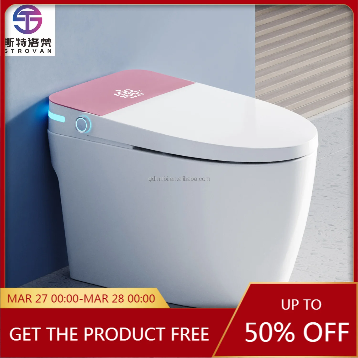 HKZX Modern Ceramic Floor Mounted Smart Toilet with Remote Control and S-Trap Drainage Heated Seat One-Piece Electronic Bidet