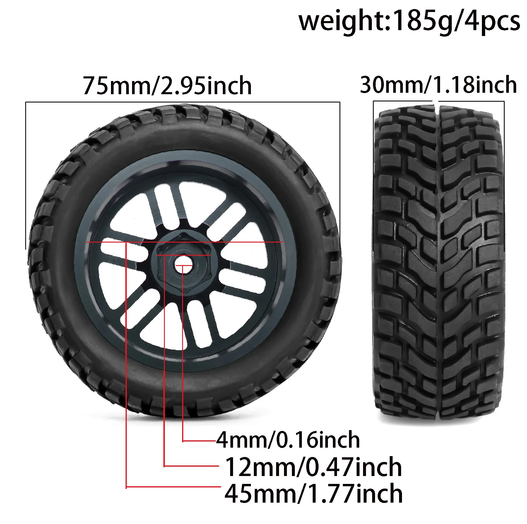 Velg Mobil RC On-road Drift 1/10, Hub Logam, Pelek Logam, Ban 4pcs untuk Mobil RC 1:10 HSP 94122 Tamiya XV01 TT02 HPI Ky