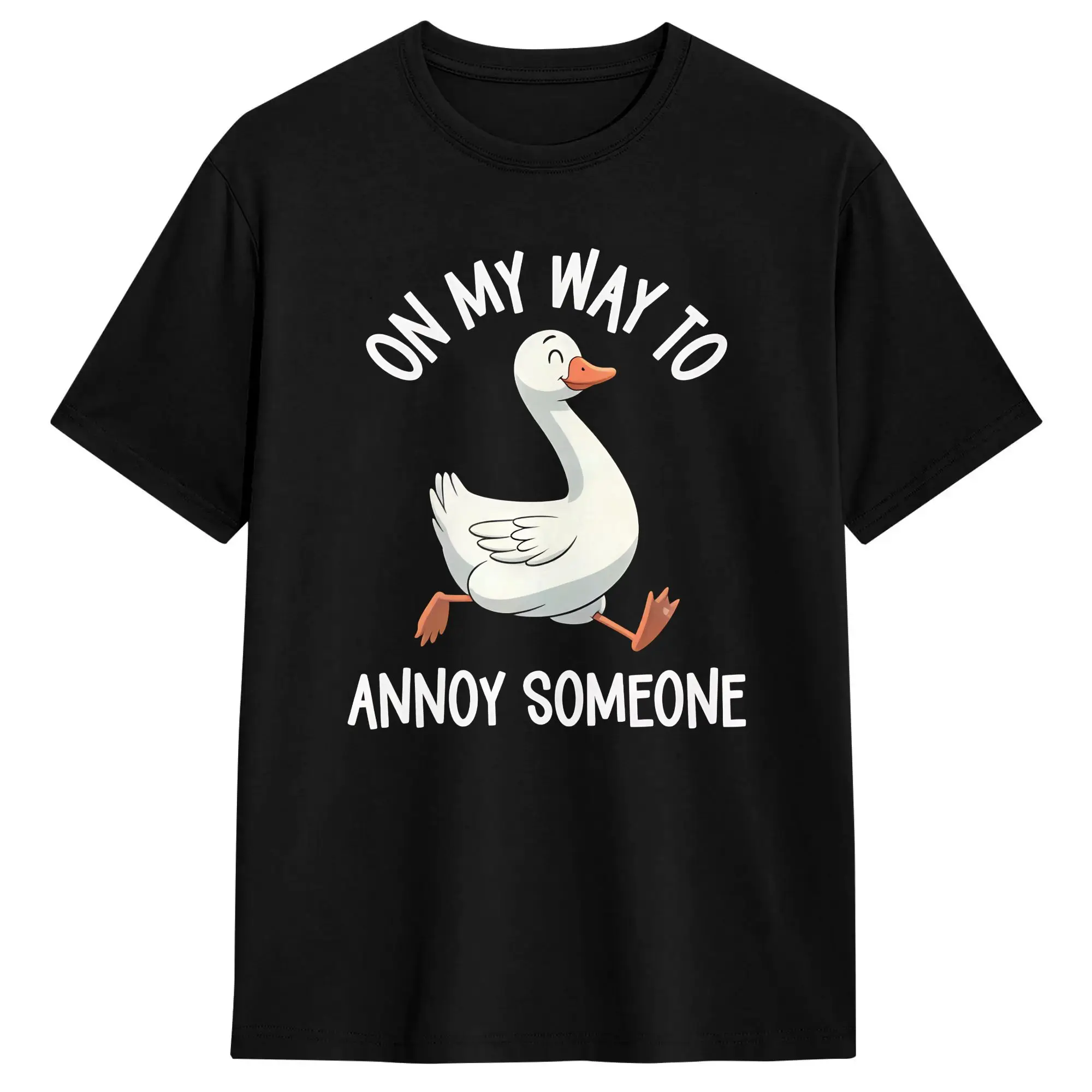 Men T-Shirt Funny Duck Graphic Funny Pure Cotton Short Sleeve On my way to annoy someone T Shirts Crewneck Clothing New Arrival