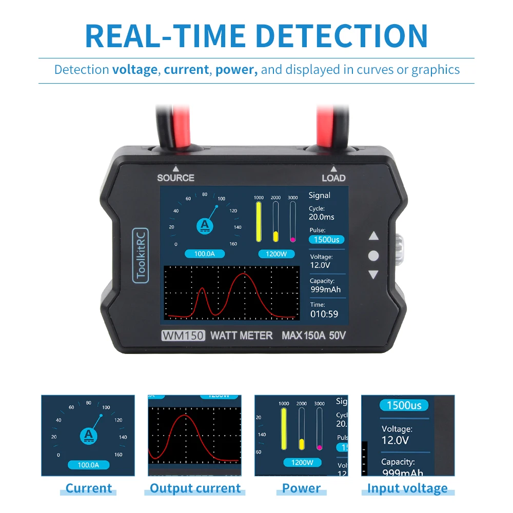 ToolKitRC WM150 Advanced Watt Meter 1-50v 150A 2.4