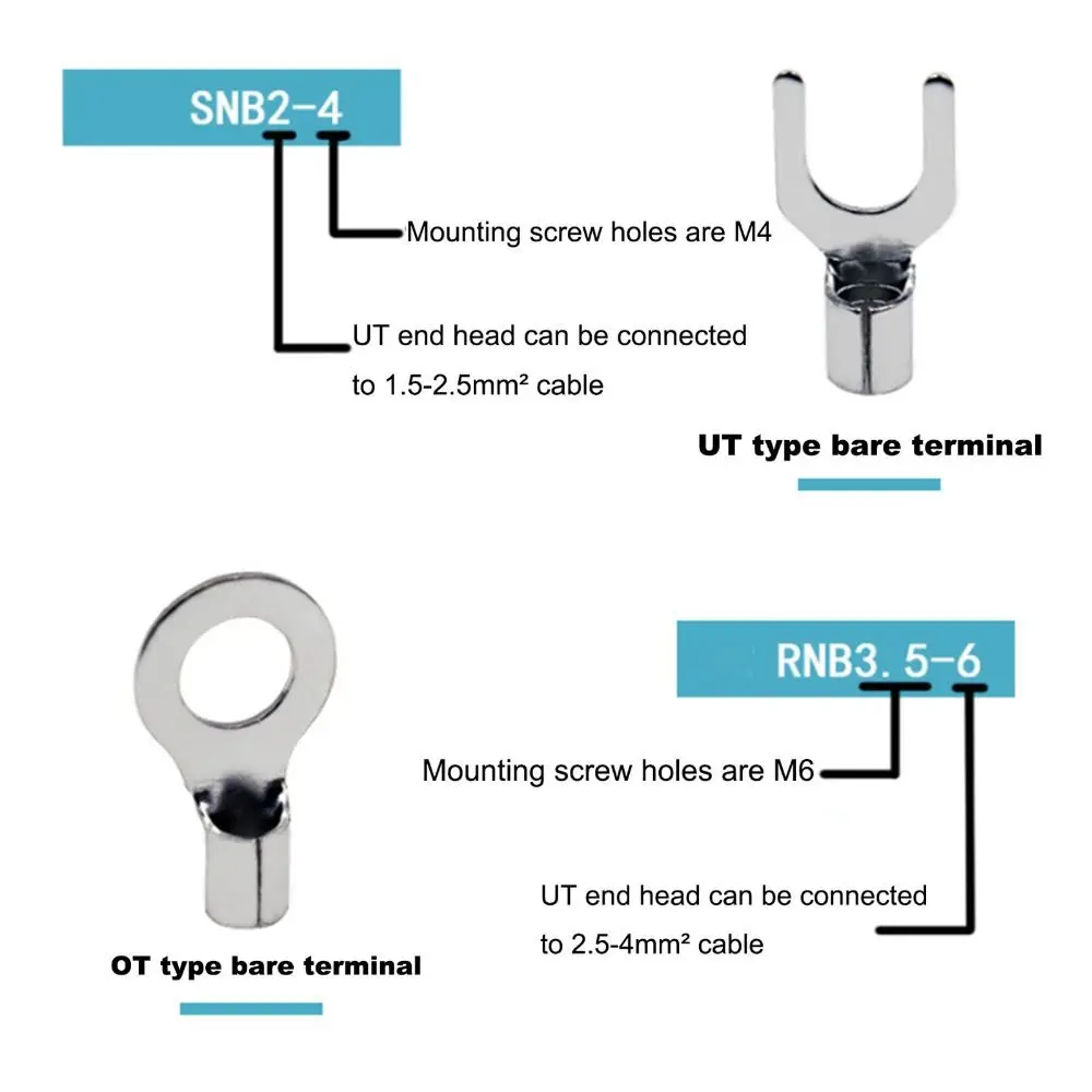 320Pcs 10 In 1 Cable Wire Connector Crimp Spade Fork U-type O-Ring Terminal Block Electrical Non-Insulated Brass Terminals