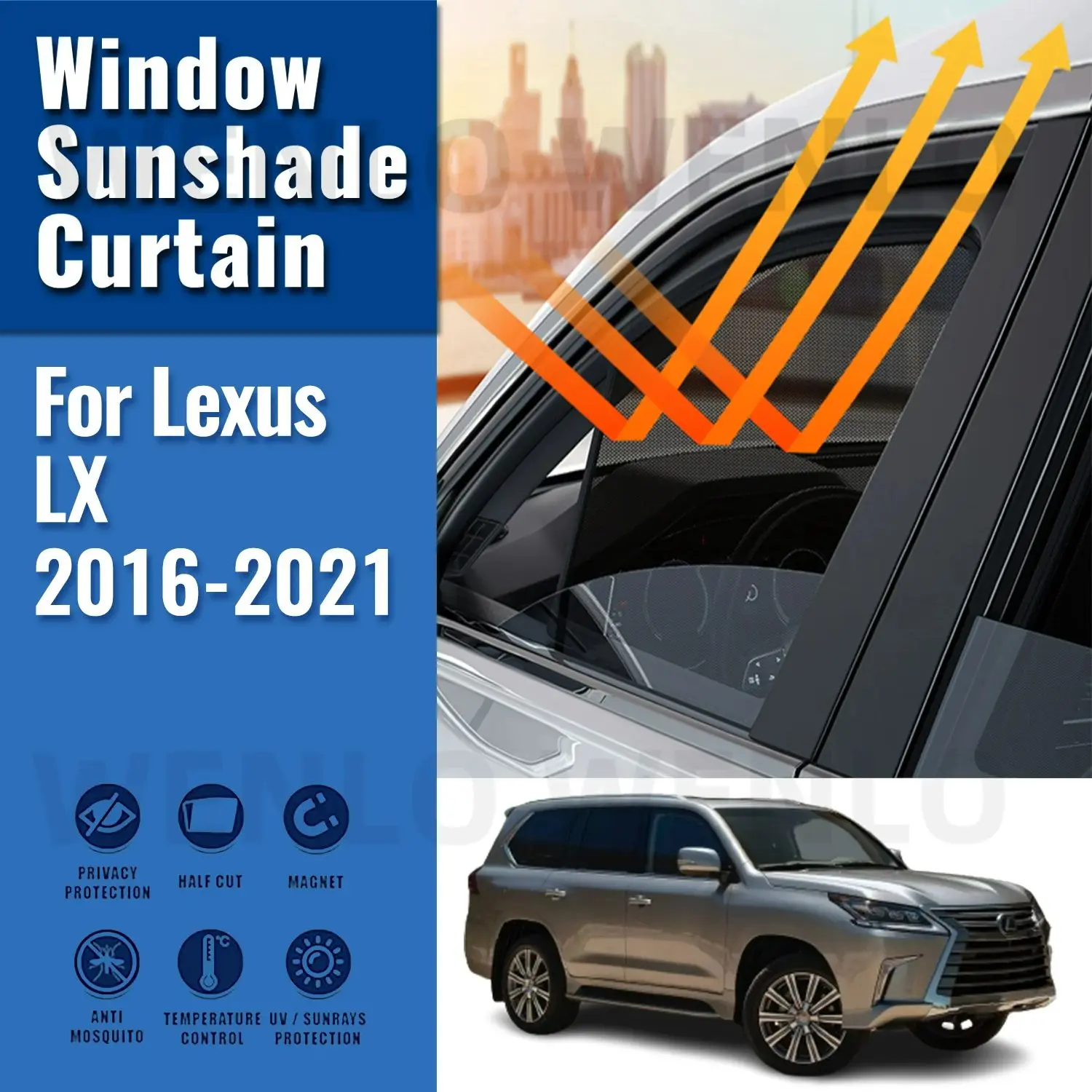 

For Lexus LX570 2016 2017 2018 2019 2020 2021 Magnetic Car Sunshade Visor Front Rear Windshield Curtain Side Window Sun Shade