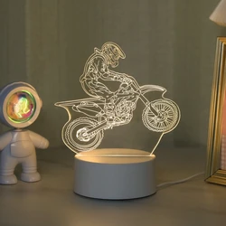 USB 3D motorcycle expert creative night light, home decoration living room bedroom decoration light, birthday holiday gift