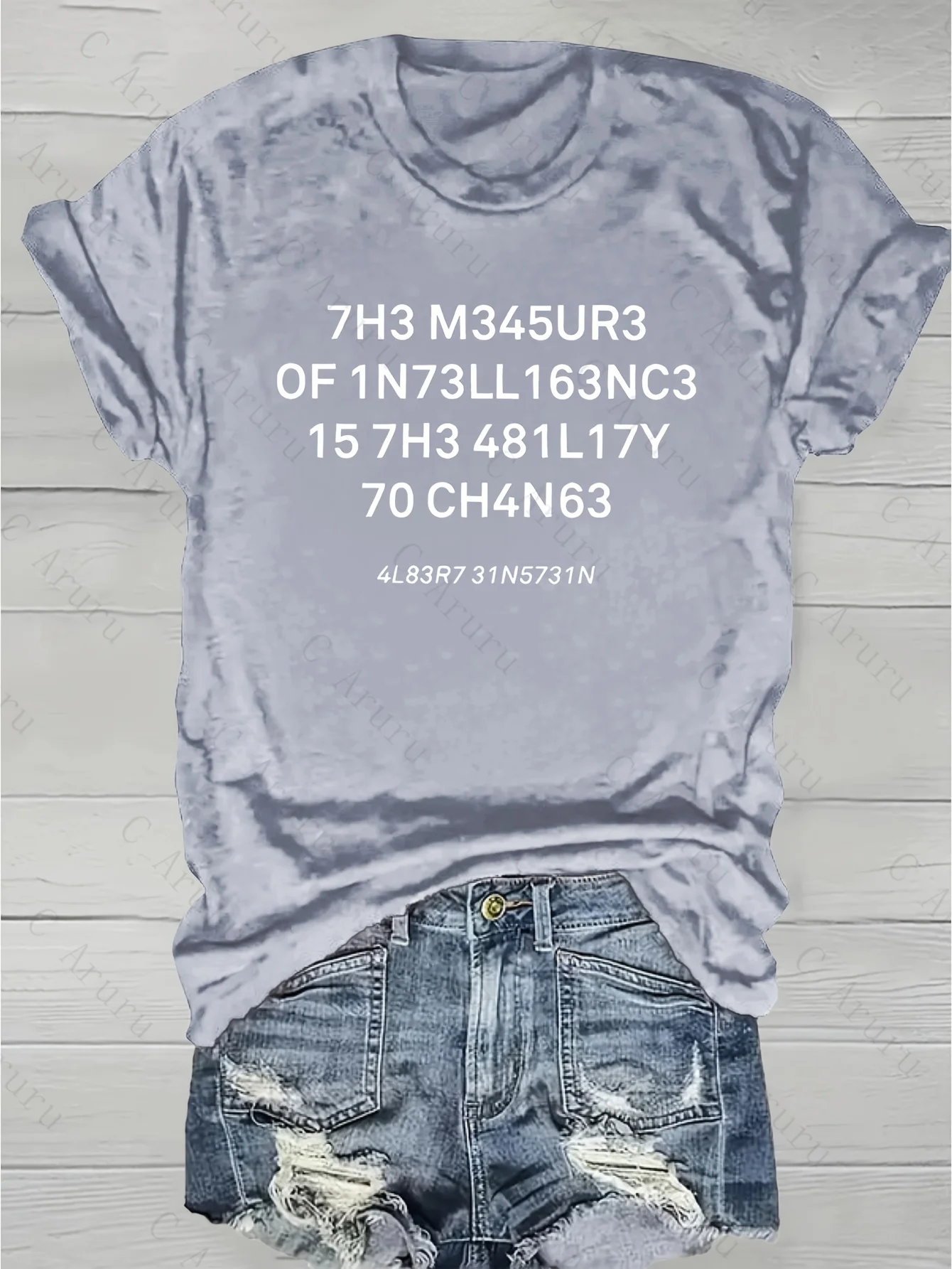 Leet Code Quote Women's Tee - Funny Numeric Letter Print Black Top view 5