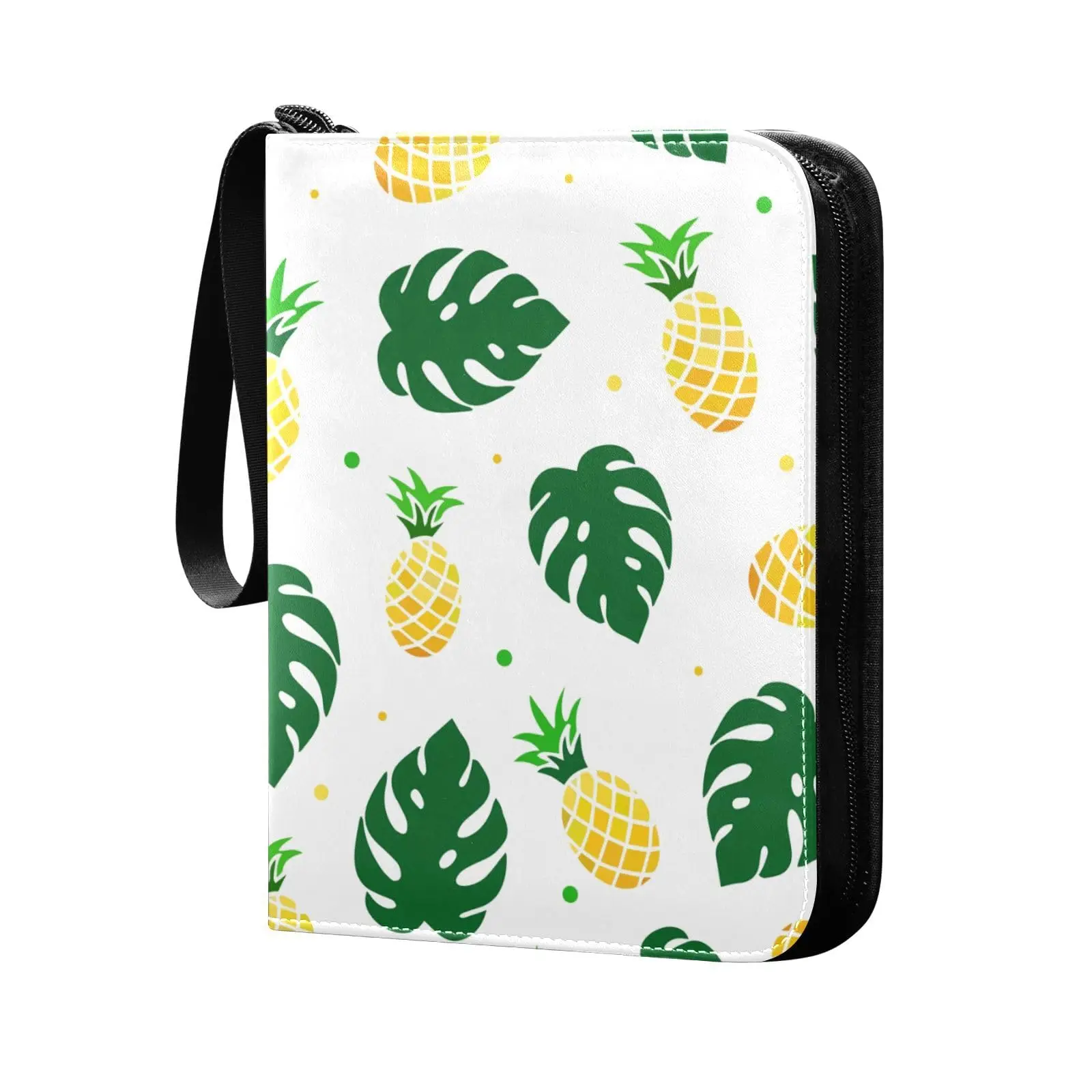 Colorful Summer Pineapple 4 Pocket Card Binder 400 Double Sided Pocket Album for Sport Game Cards Unique Card Collection Storage