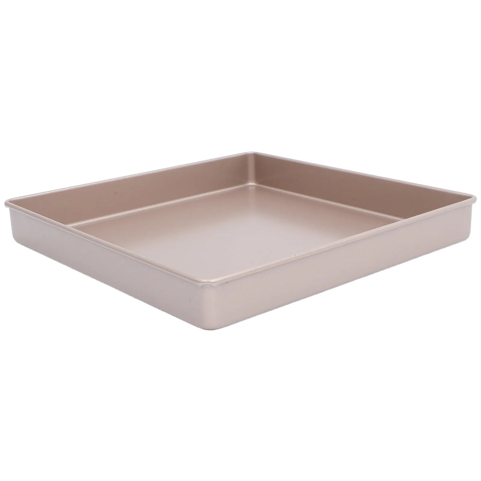 Nonstick Golden Square Cake Pan Heavy Duty Carbon Steel Baking Tray 11.2x11.2x1.38in for Wedding Birthday Dessert Mousse Cakes