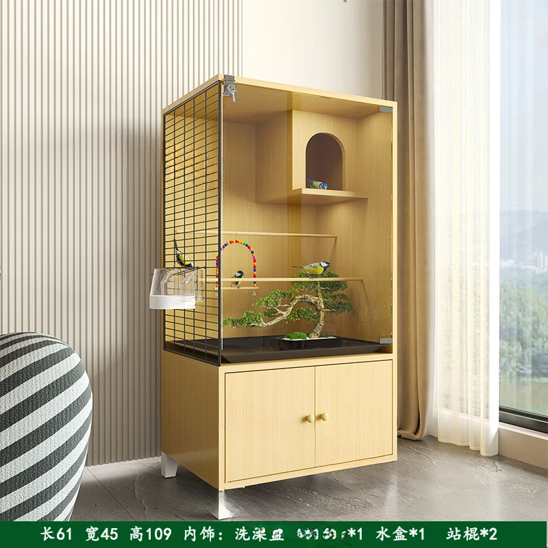 Bird cage, parrot cage, tiger skin, Xuanfeng myna, luxury villa, transparent breeding