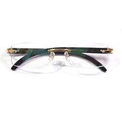 Luxury Natural OX Horn Rimless Eyeglasses Frame for Me Vintage Rectangle Original Wood Myopia Prescription Spectacles