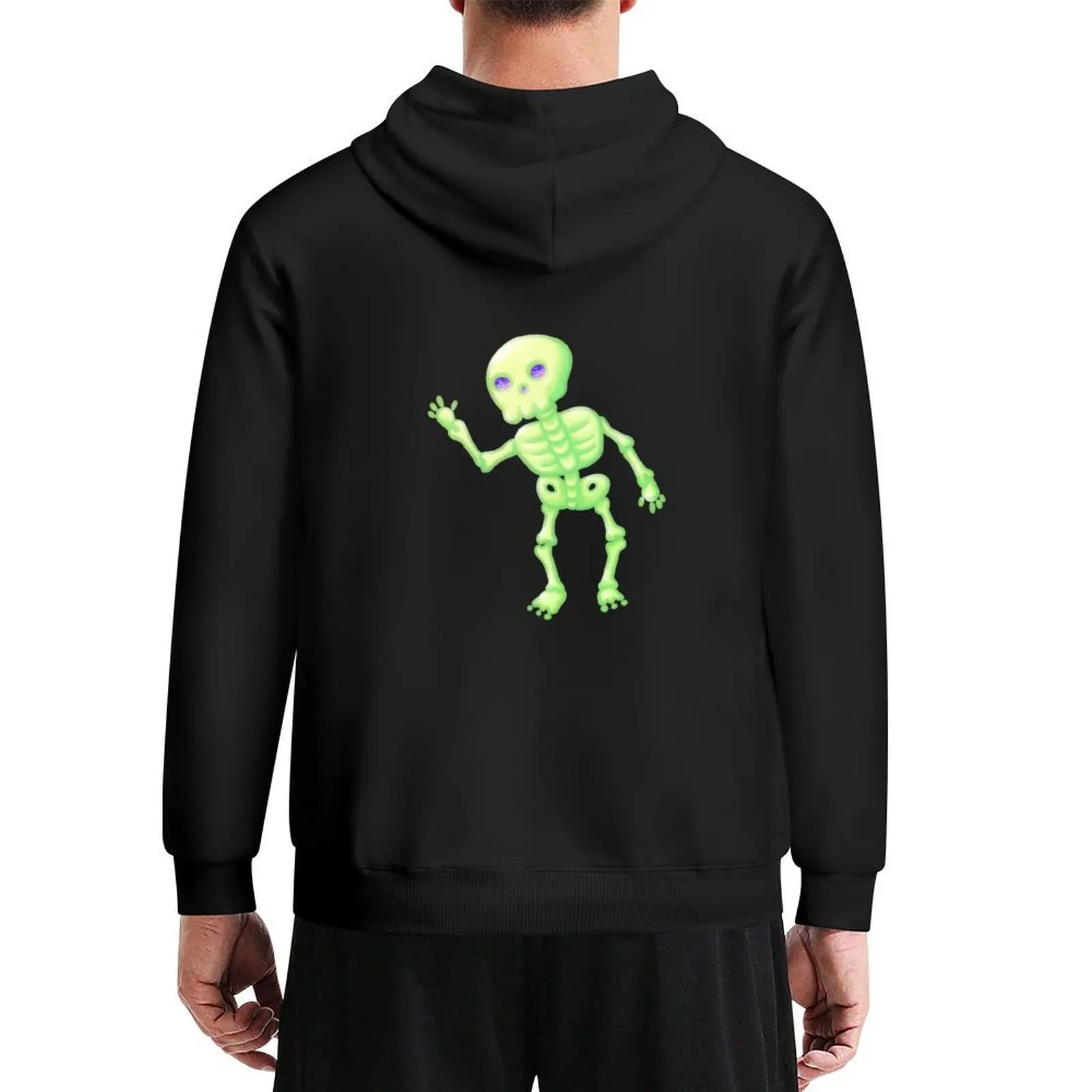 

Green Yellow Glow Cute Skeleton Waving Art Hoodie men wear autumn clothes men's clothes new in hoodies & sweatshirts