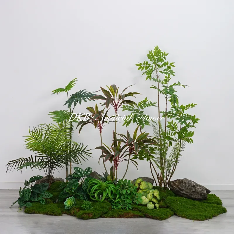 DKB New High Simulated Green Plants Decoration Jungle Style Fake Green Big Plants Artificial Green Nandina Home Decoration