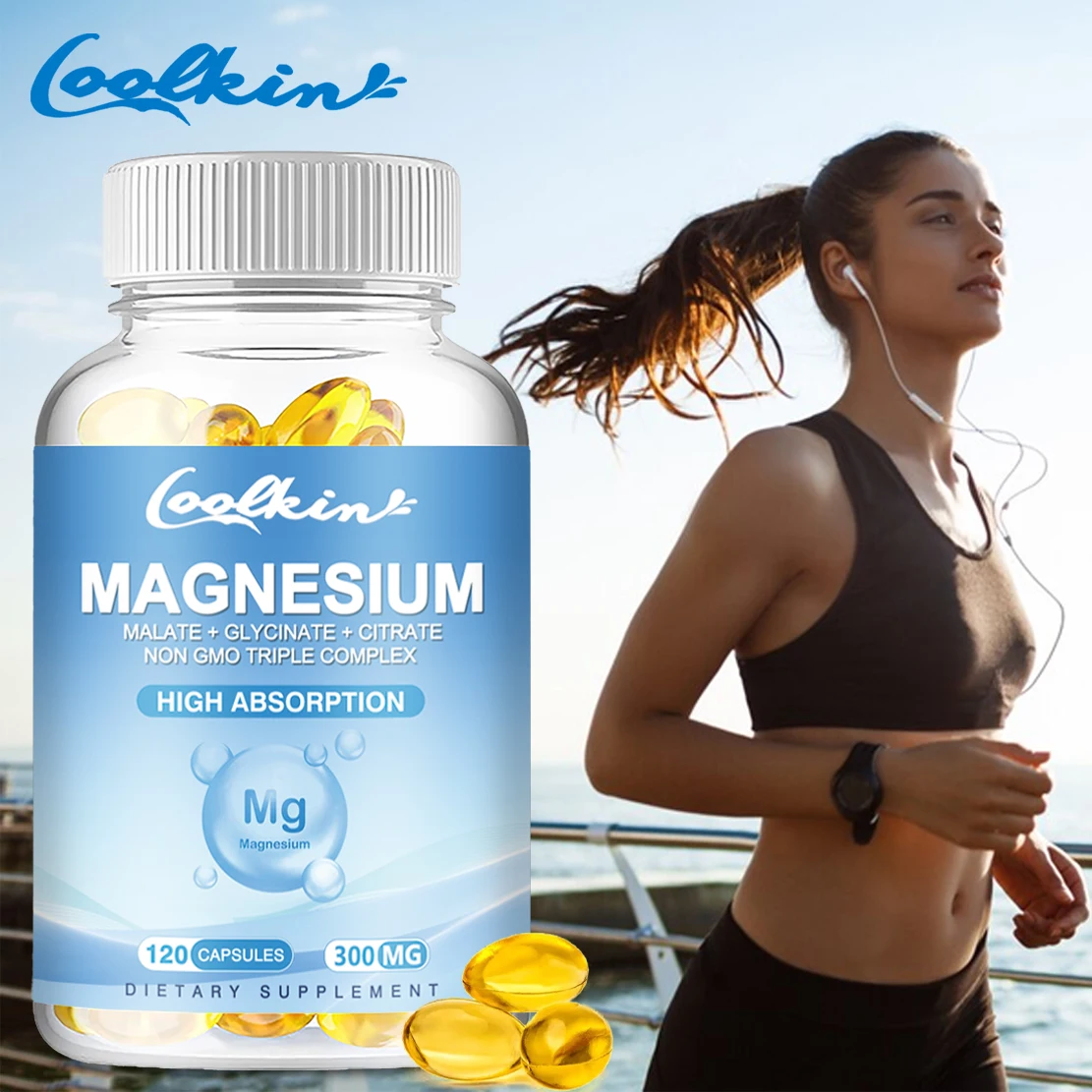 Triple Magnesium Complex | 300 Mg Magnesium Glycine, Malate, and Citrate for Muscle Relaxation, Sleep, Calmness, and Energy