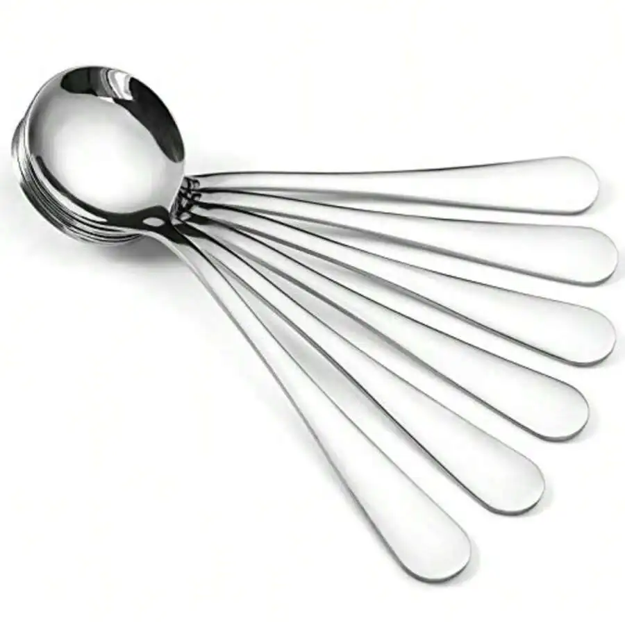 12-Piece Round Stainless Steel Soup Spoons For Home Restaurant Hotel Use