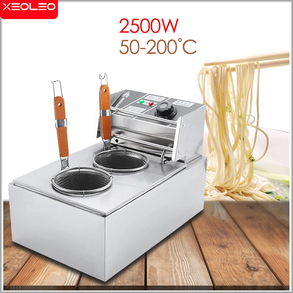 XEOLEO Electric Pasta Stainless Steel Noodle/Dumpling Cooker Commercial Cooking Stove Double Baskets Four Cuisine Food Processor