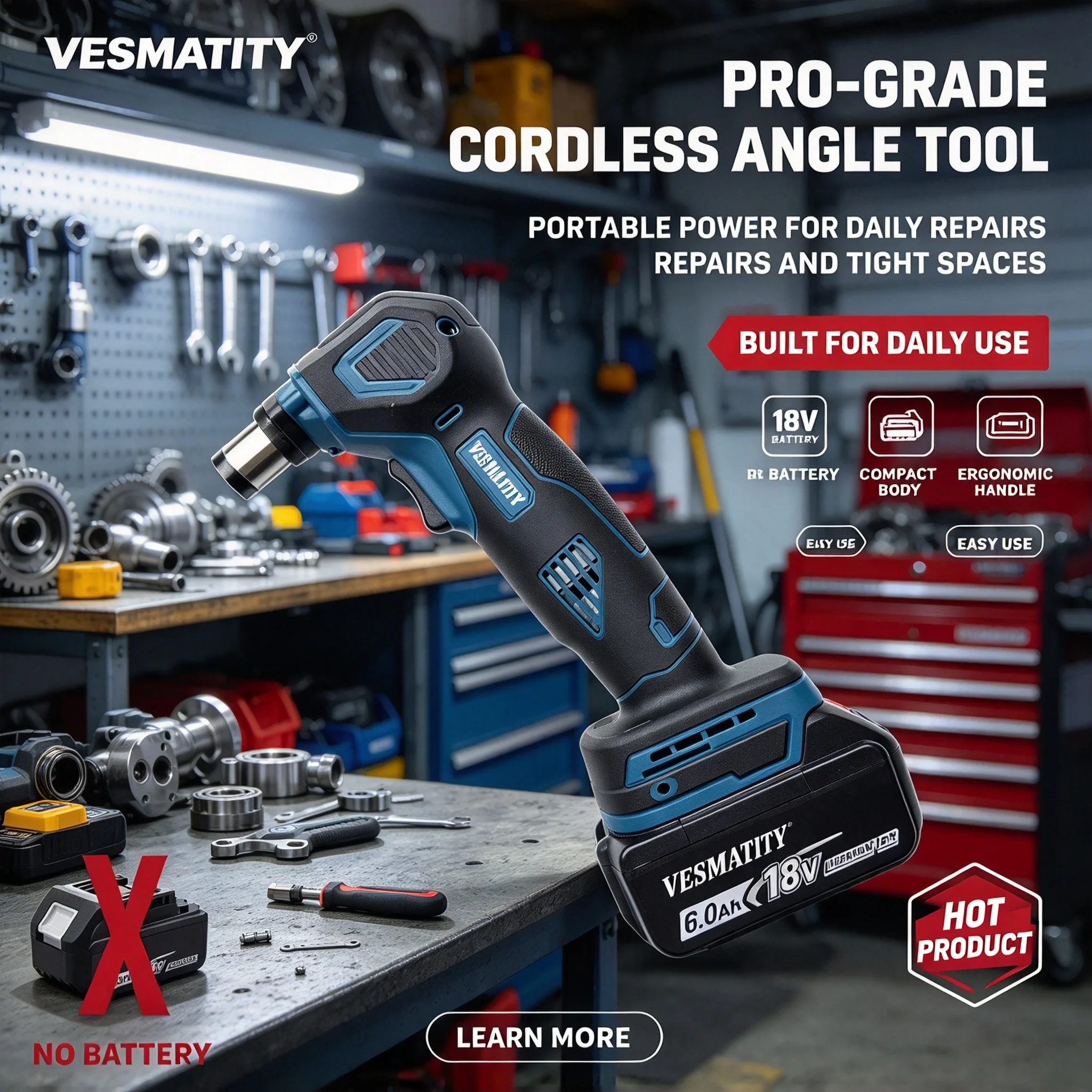 Cordless Auto Hammer Vesmatity 19000RPM Electric Palm Nailer Handheld Nail Power Tool Fit Makita 18V Max Battery Wood Framing Pr