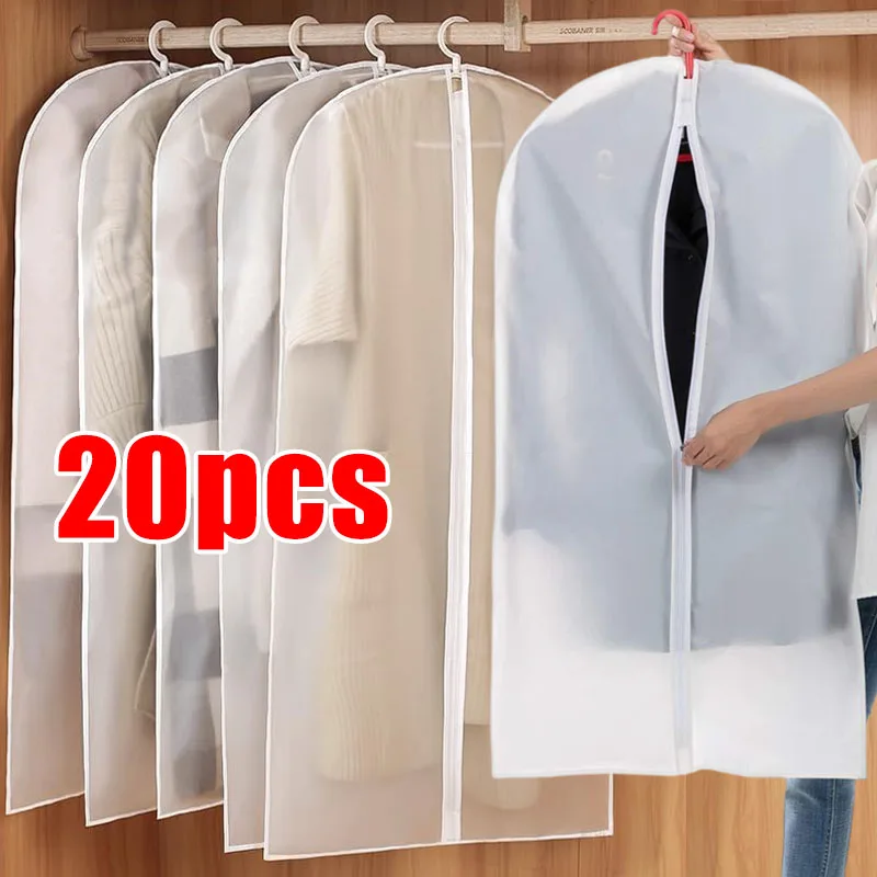 1-20pcs Clothes Dust Cover Transparent Thickened Washable Dust Bag PEVA Household Dust Cover Coat Suit Cover Hanging Clothes Bag