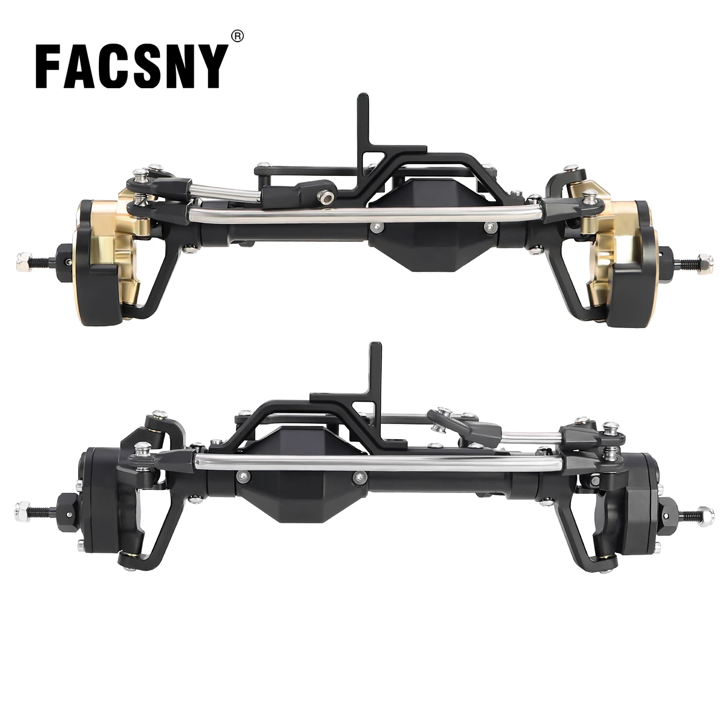 LCG Heavy Aluminum+Brass Front Rear Portal Axles 4 Wheel Steering for 1/10 RC Crawler  UTB Axial Capra 1.9 Cheater Rigs Chassis