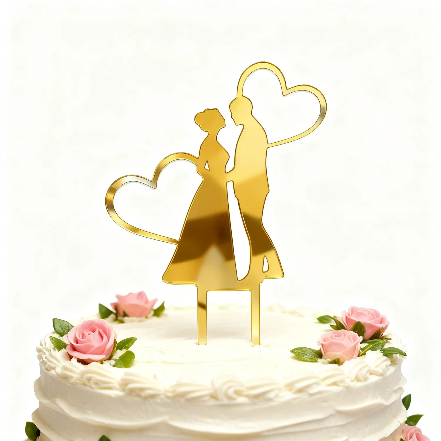 1 Stück Acryl-Paar-Kuchenaufsatz für Hochzeitstag, Valentinstag, Hochzeitsdekoration - Kuchendekoration mit Herz-Design – Detail 4