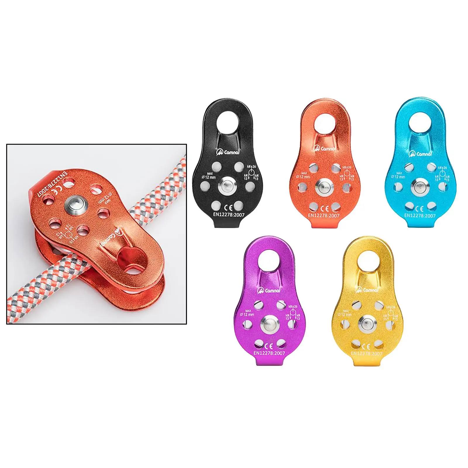 Heavy Duty Small 26KN Climbing Pulley with Stainless Steel Ball Bearing /4 to 1/2 inches Rope