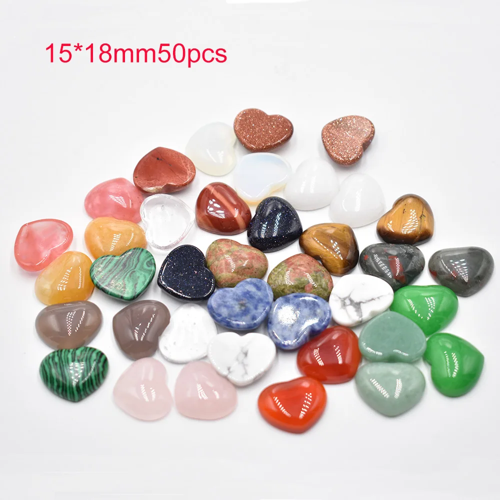 Großhandel 50 Stück/Lot Modische Natürliche Tigerauge-Stein-Rosenquarz-Mischung 15*18mm Herzförmige Cabochon-Perlen für Schmuckherstellung – Detail 2
