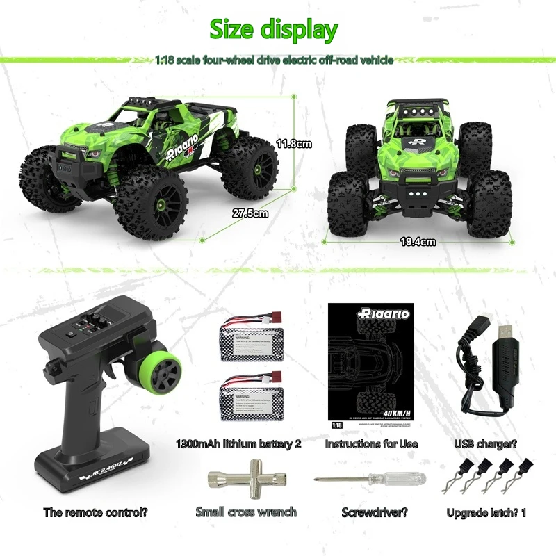 Rlaarlo 40km/h Remote Control Car Four-wheel Drive Off-road Racing Adult Toy Climbing High-speed Car Birthday Gift