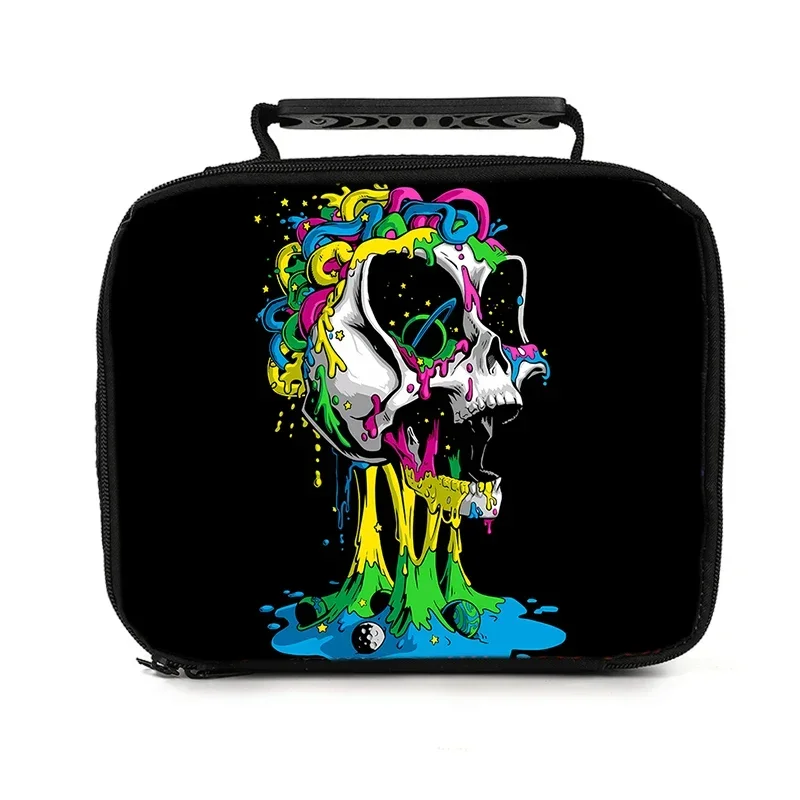 

Colorful Skeleton Head Handheld Lunch Bag for Boy/Girls Best Gifts 3D Cartoon School Bento Outdoor Picnic Bag for Children