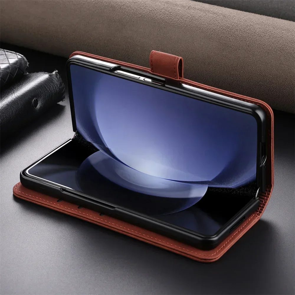 Flip Phone Case for Samsung Galaxy Z Fold6 5 4 3 Fold5 Fold4 Fold3 5G Card Slot Holder Kickstand Wallet Shockproof Leather Cover