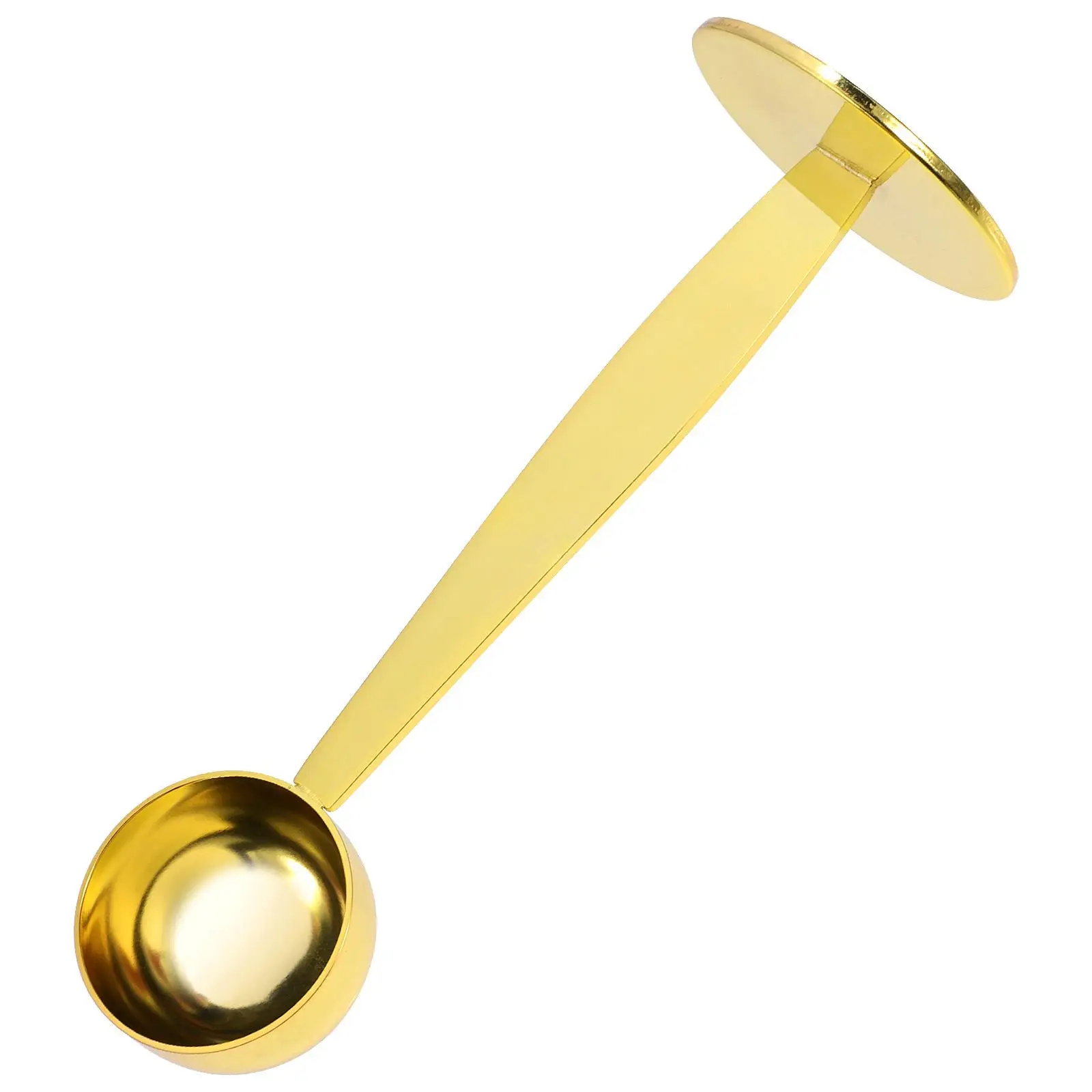 

2in1 Coffee Stainless Steel Measuring Scoop Espresso Golden Pressed Bottom Kitchen Bar Tools