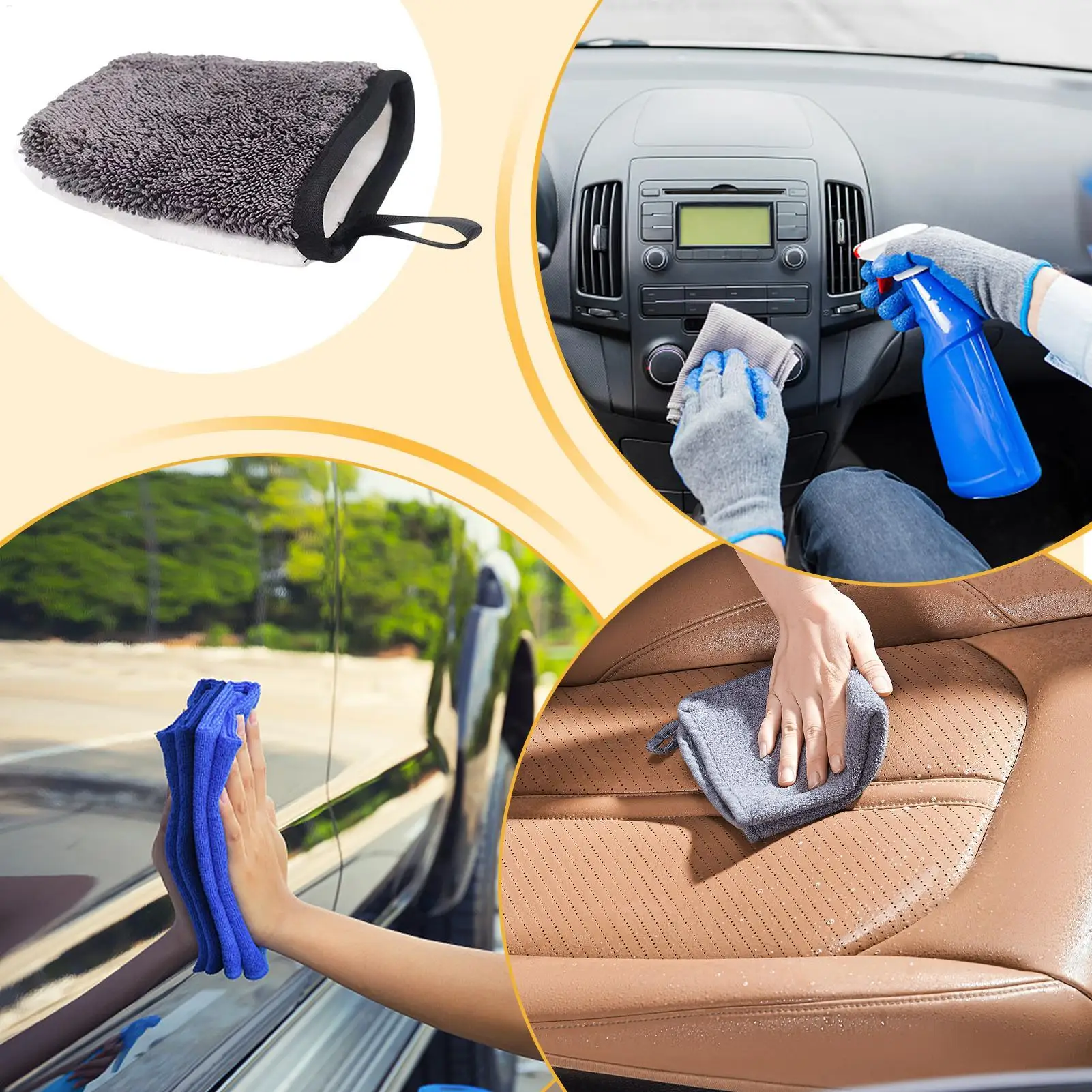 Microfiber Mitt for Cars Dual-Sided Reusable Detailing Cleaning Brush Microfiber Wash Mitts for Auto Automotive RV Boat view 5