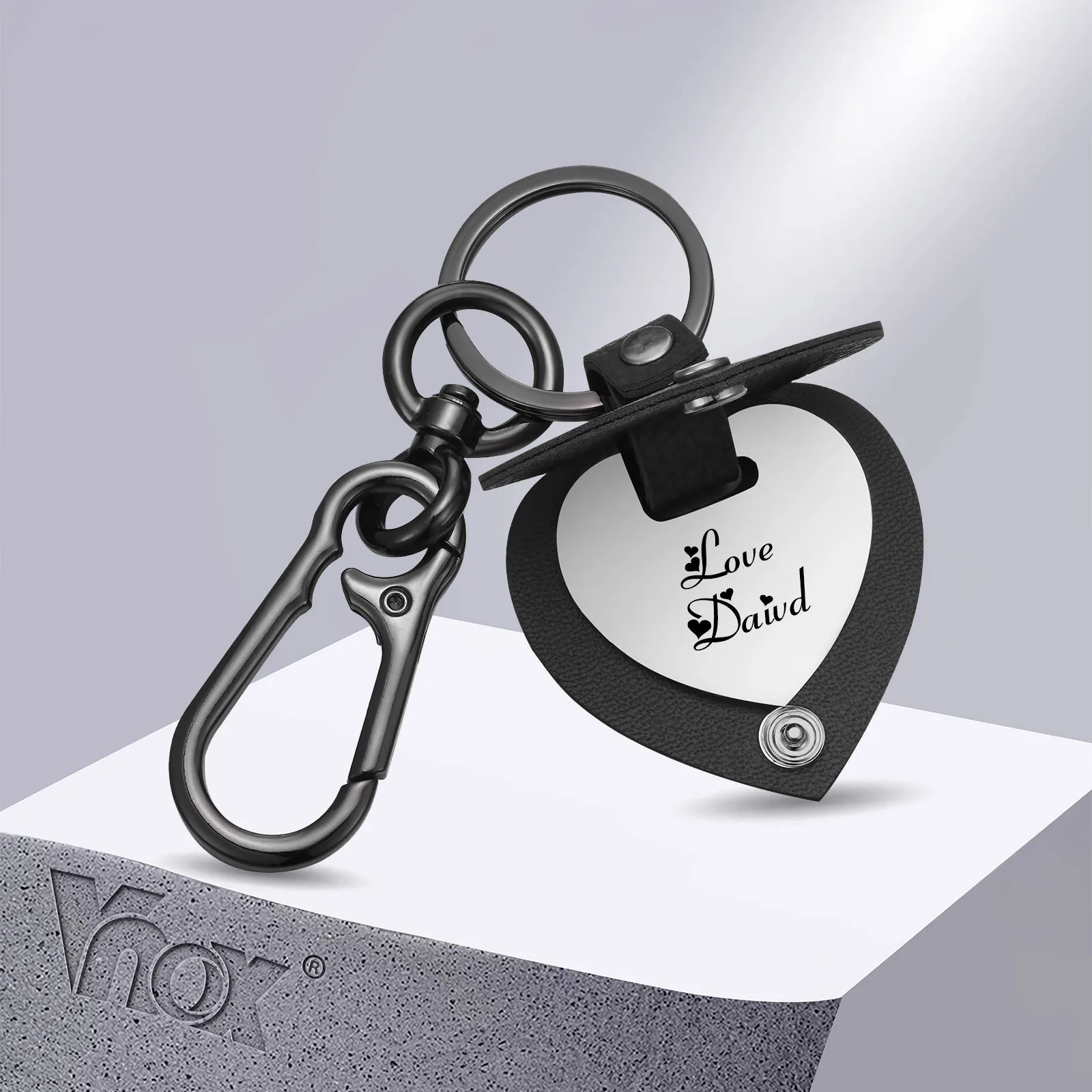 

Vnox Customize Heart Love Keychain, Personalized Name Key chain Keyring, Engraved Gift to Boyfriend Husband