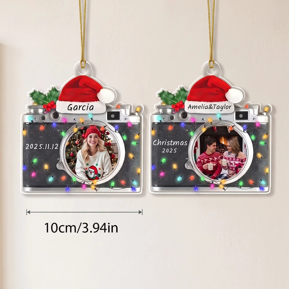Personalized Photo Camera Ornament, Custom Christmas Decoration, Gift