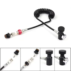 HPA CO2 Coil Remote Hose Line For Paintball With Slide Check ,Quick Disconnect ,2000PSI Gauge
