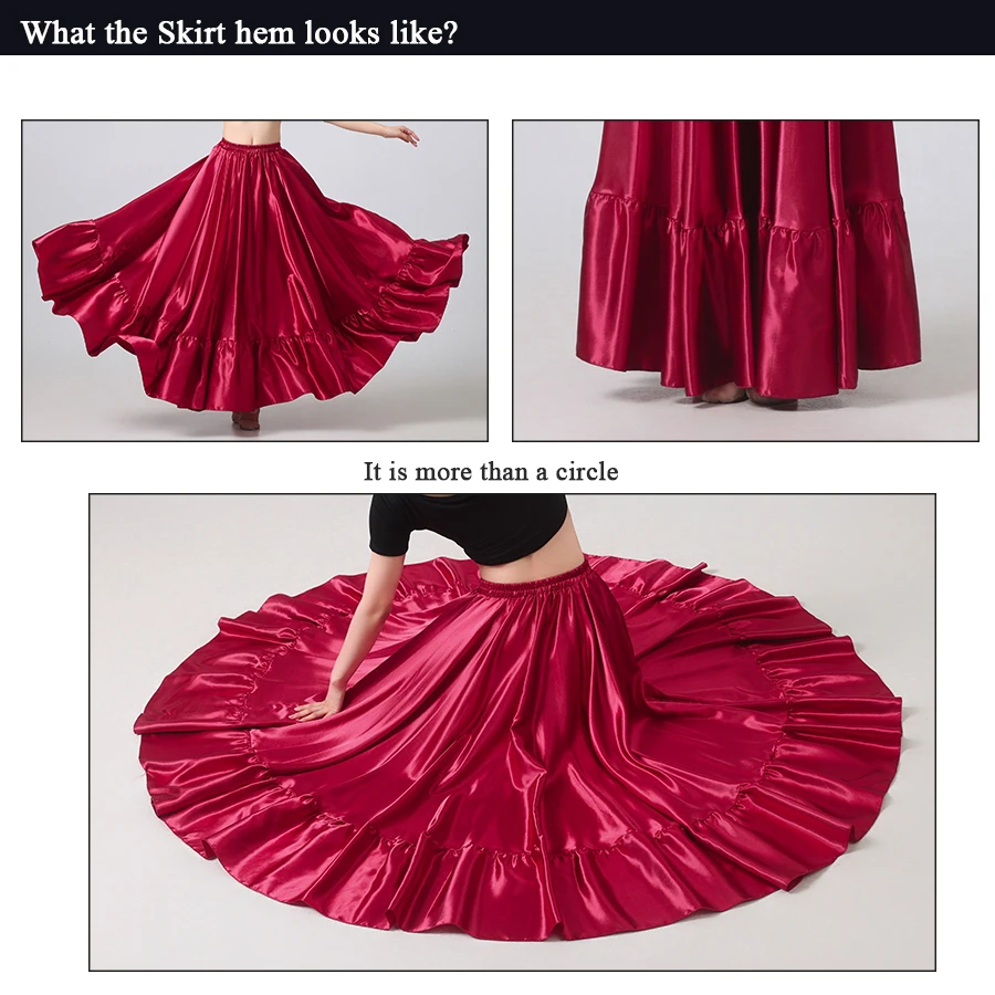 Women's Long Flared Circle Skirt -Satin Flared Full Skirt Boho Vintage A-line Maxi Skirt for Dancing, Party, Daily Wear Skirts